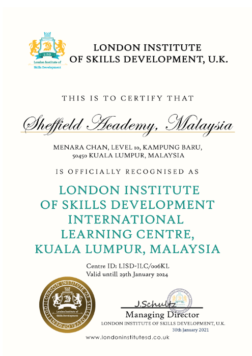 London Institute of Skills Development (UK) accredited learning centre